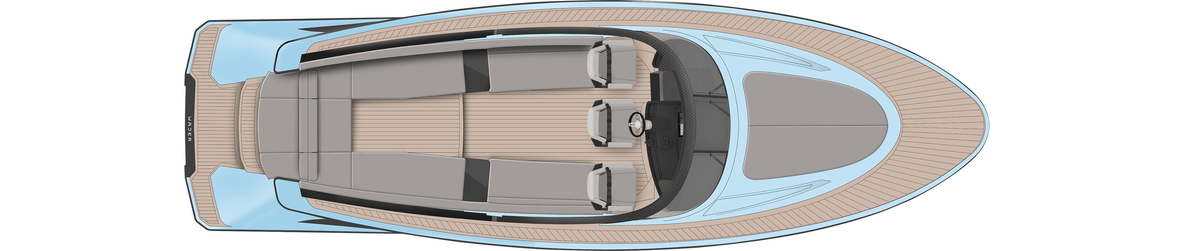 Wajer 38 general arrangement GA top u-shaped seating layout