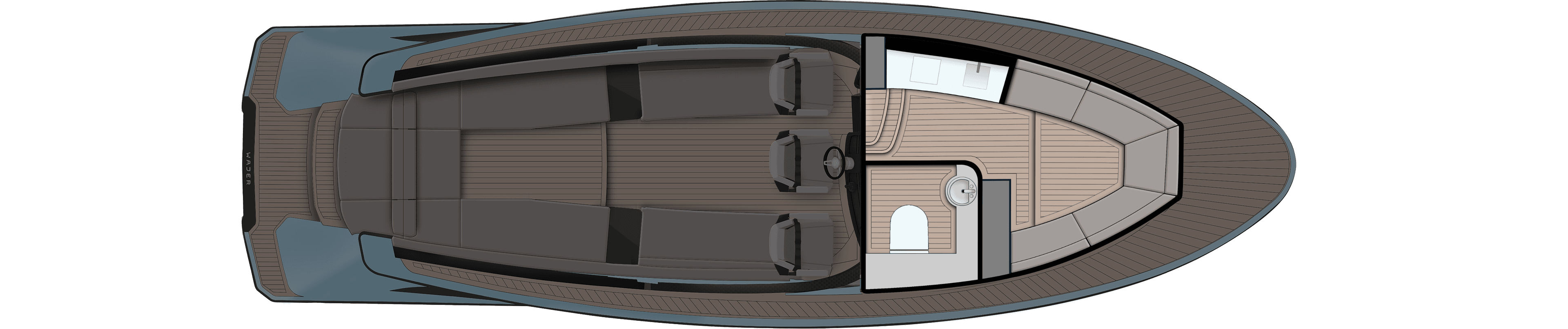 Wajer 38 general arrangement GA interior double bed cabin