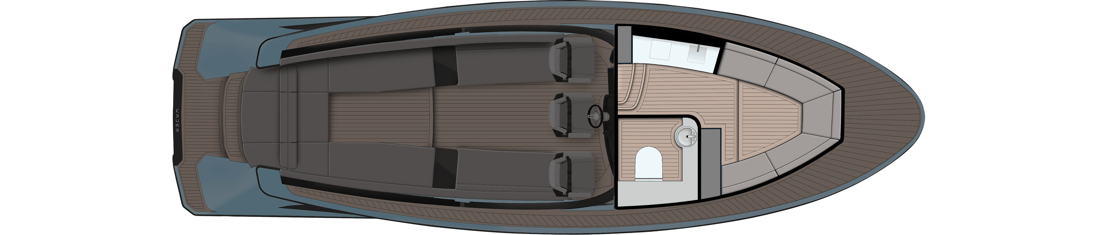 Wajer 38 general arrangement GA interior double bed cabin