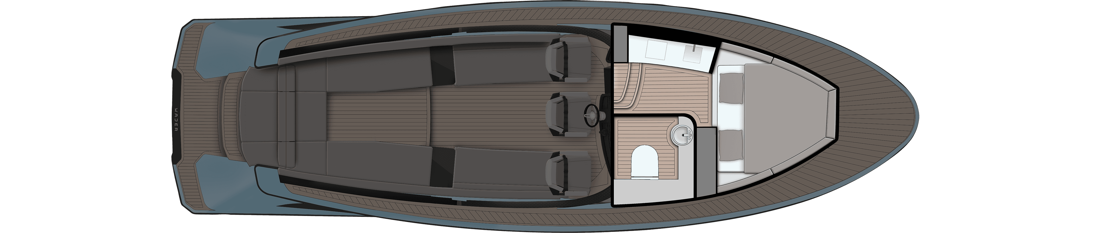 Wajer 38 general arrangement GA interior u-shaped seating cabin
