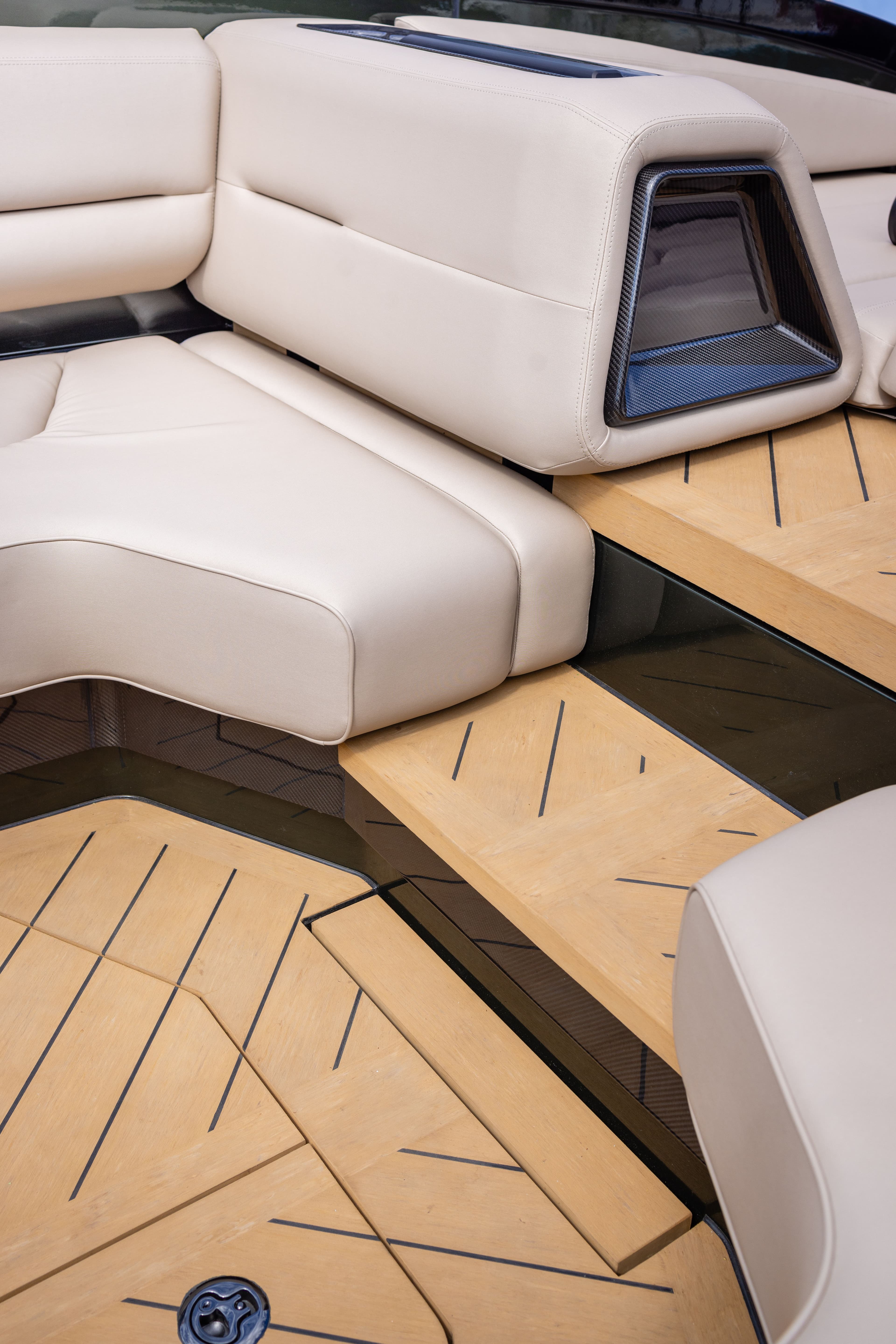 Wajer 44 exterior lounge aft deck upholstery flexi teak